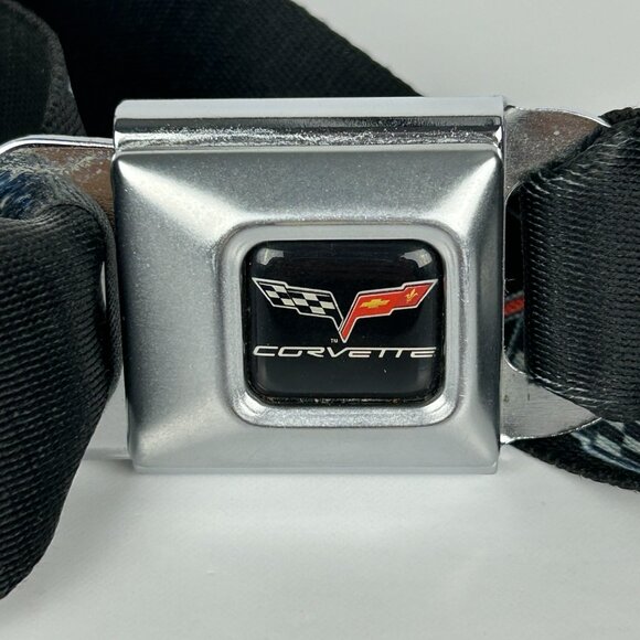 GM Corvette Seatbelt Style Belt Buckle Logo Black Red Adjustable‎ Fashion - Picture 2 of 12